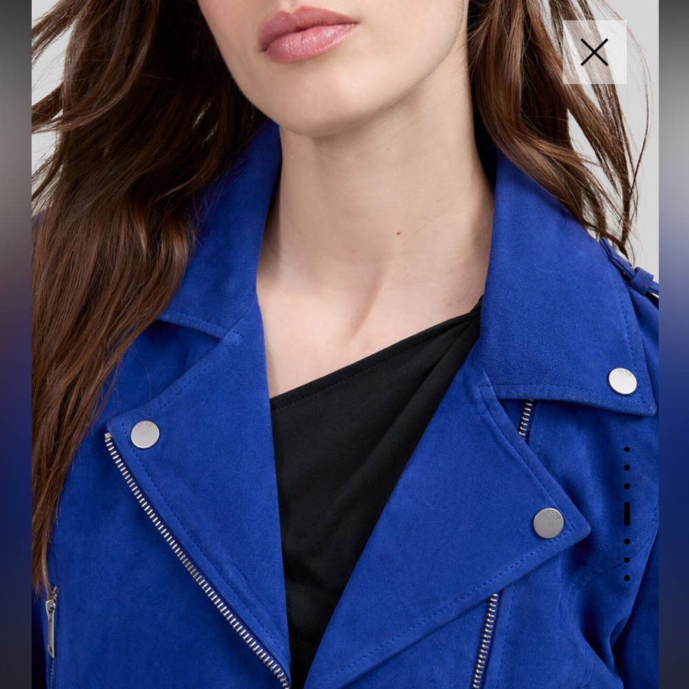 MANGO Cobalt Blue Faux Moto Biker Jacket